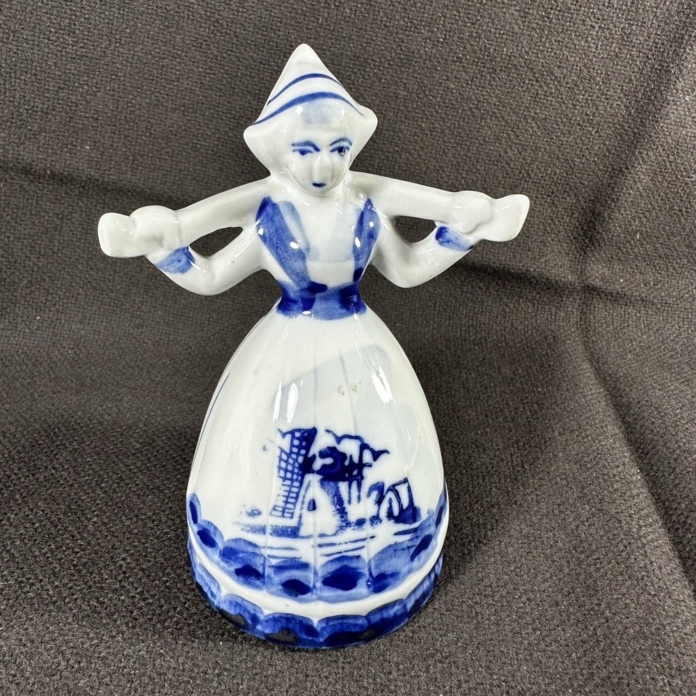 Delft Blue Dutch Lady Blue & White Ceramic‎ Holland No Buckets Vintage